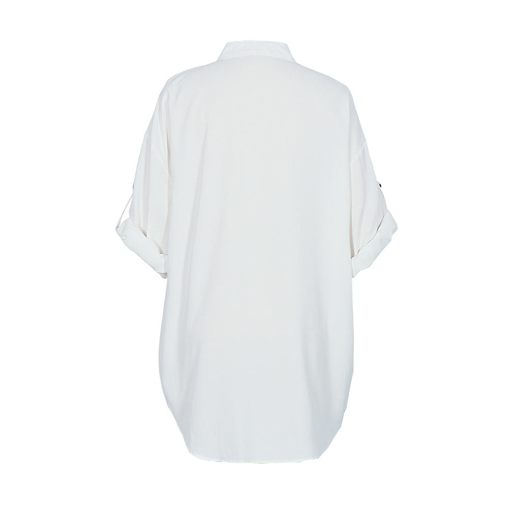 Cotton & Linen Row Button Plus Size Women's Mid-Length Short-Sleeve Loose Shirt