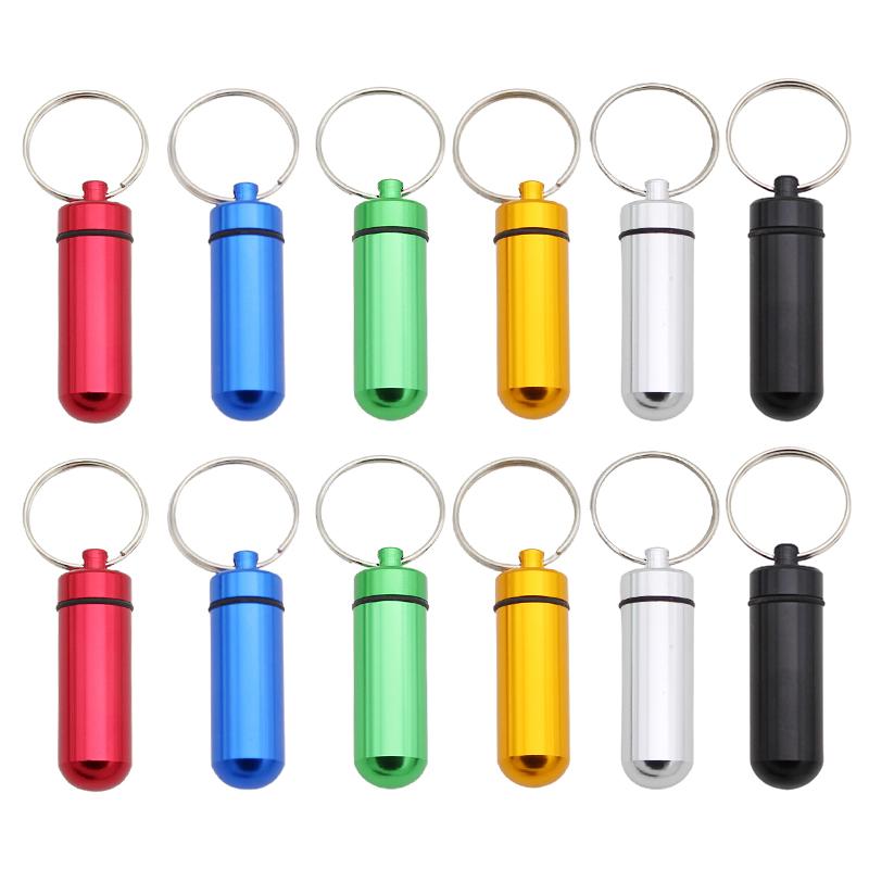 3-6PCS/Pack Waterproof Aluminum Alloy Medicine Box Tablet Container Bottle Keychain 6 Color Available Portable Carrying Tool ZYF