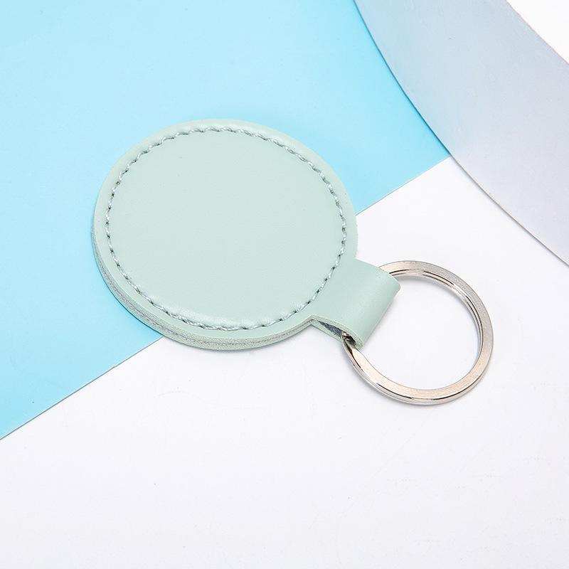 Vintage PU Leather Round Keychain Pendant - Stylish Car and Bag Accessory
