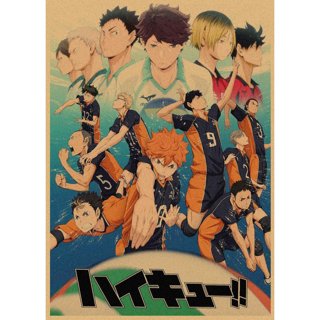 Haikyuu!! Retro Kraft Poster: Hinata Shoyo & Kageyama Tobio Decorative Wall Art