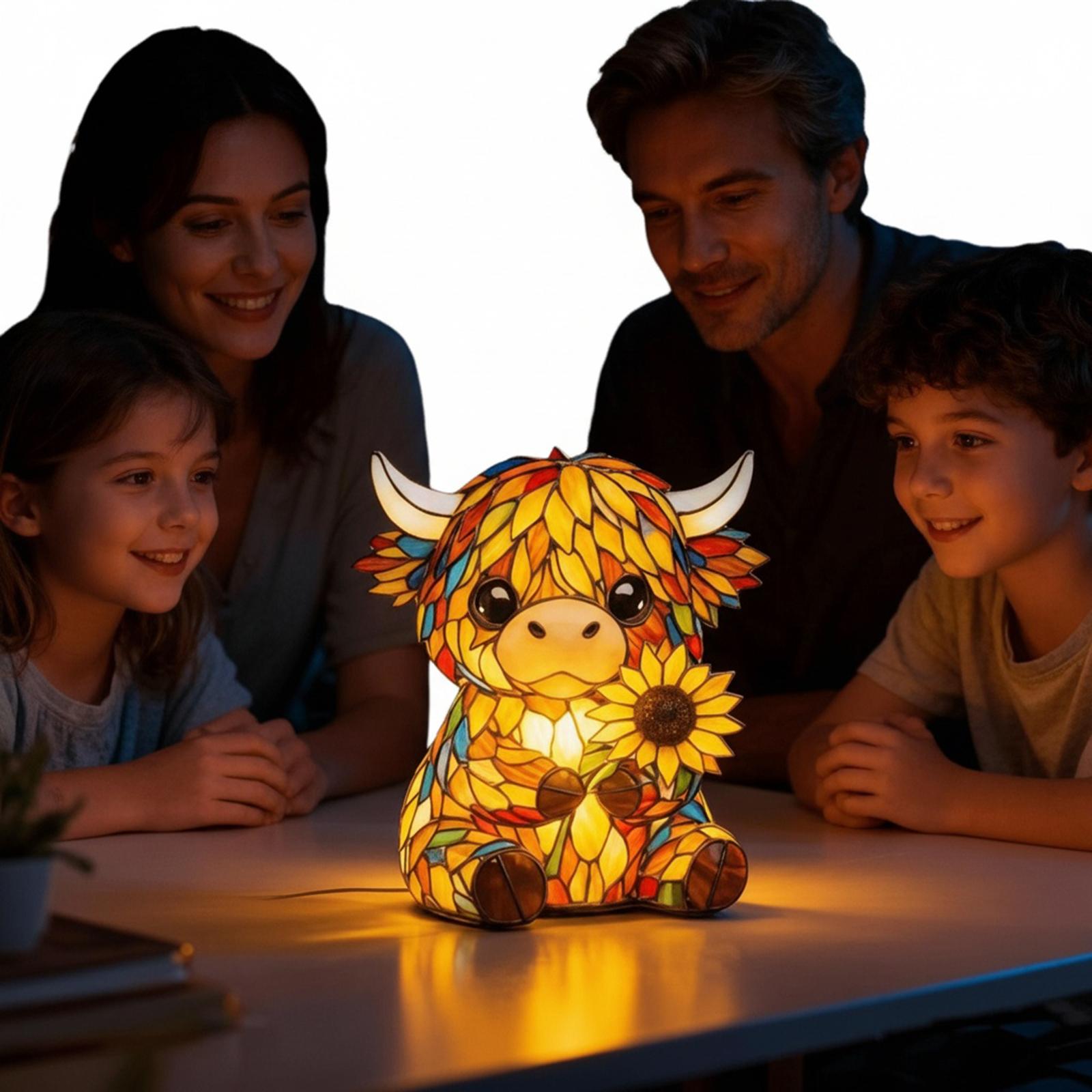 

LED 3D Animal Night Lamps Sunflower Highland Cow Table Lamp Handcrafted Stained Glass Night Light for Home Office Bedroom China Mainland