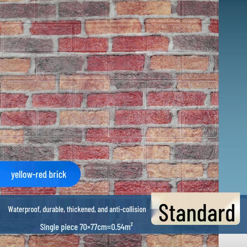 3D Brick Pattern Self-Adhesive Wallpaper: Waterproof, Moisture-Proof Decorative Sticker for Commercial & Antique Restaurant Wainscoting.