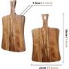 Acacia Wood Round Cutting Board with Dual Sided Reversible Stain Resistant Finish and Ergonomic Handle for Kitchen Use