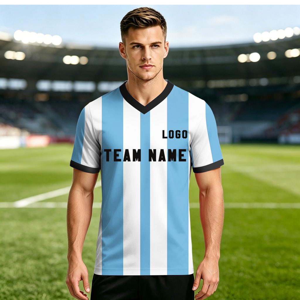 Retro Style International Soccer Fan Jersey Unisex Short Sleeve V Neck Team Shirt Personalized Number and Name Customizable Football Tee