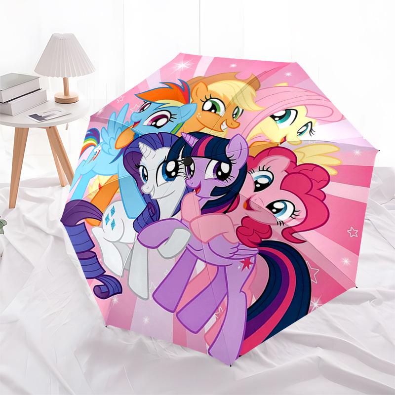 

1pc Rainbow Dash Automatic Folding Umbrella Portable 3-Fold Design with 8-Bone Iron Frame, Perfect for Fans, Travel, Daily Use, and Gifts!M093