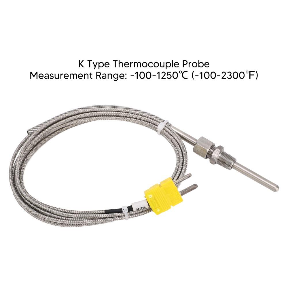 1/8" NPT Threade K-Type Thermocouple Stainless Steel ‑100 to 1250 ℃ Temperature Sensor 80mm Probe Compression Fittings