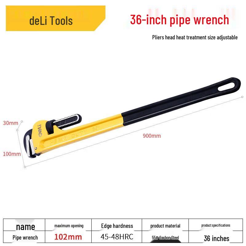 Deli Heavy-Duty Self-Adjusting Pipe Wrench