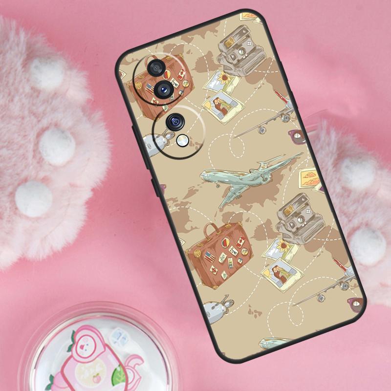 World Map Travel For Huawei Honor X8 X9a 50 70 Magic5 Pro P50 P20 P30 P40 Lite Nova 9 5T P Smart 2021 Case