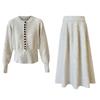 Autumn/Winter Women's Knitted Sweater Cardigan & Half-Skirt Set - Flattering for Pear Shapes