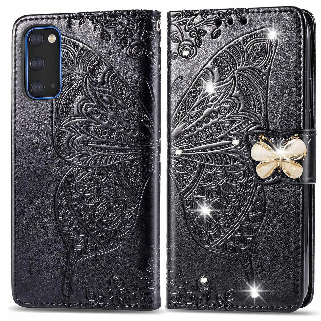 Bling Butterfly Leather Flip Cover For Samsung Galaxy S25 Ultra S24 Plus S23 FE A55 A35 A36 A56 A26 A06 A16 Wallet Glitter Case