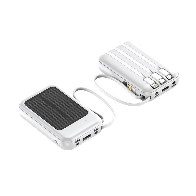 KC Solar Power Bank, 20000mAh, Compact, with 4 Built-in Cables - Ideal Gift for Mobile Charging