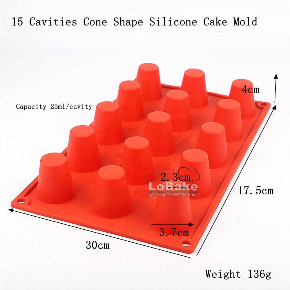 15 Cavities Cylinder Cone Shape Silicone Cake Mold Fondant Jelly Pudding Ice Cube Molds Mousse Mould DIY Bakery Accessories