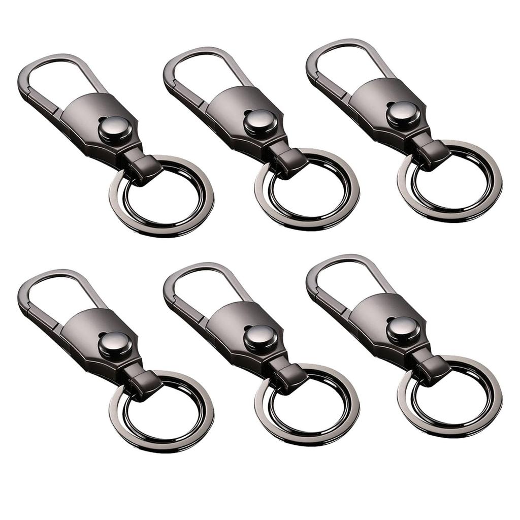 BRIIKPP Men's Motorcycle Carabiner Key Ring, Simple Design, Double Ring, Convenient Metallic, Black