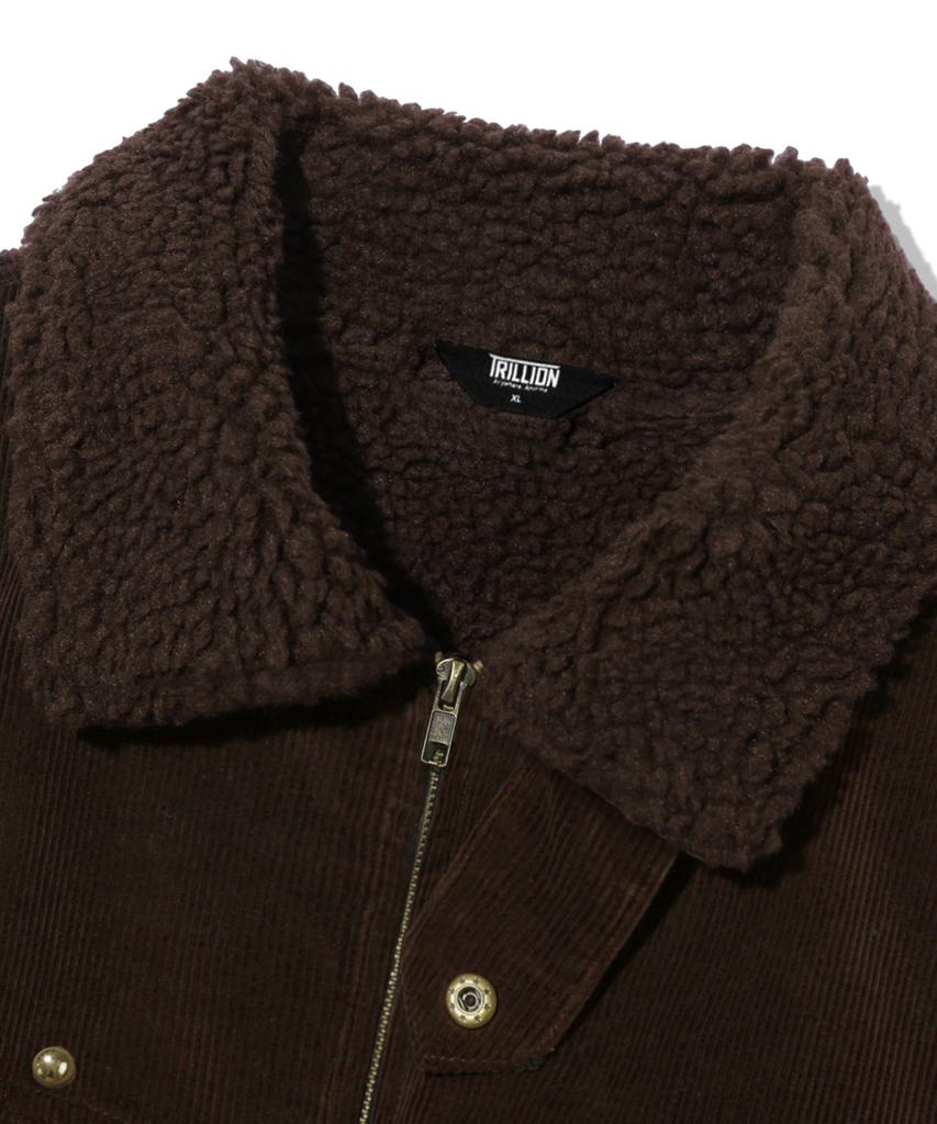 Trillion Sherpa Corduroy Studded Western Jacket_Brown