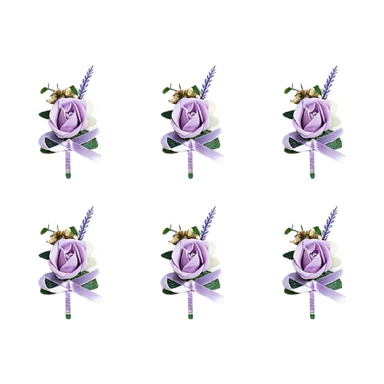 6Pcs Multipurpose Wedding Boutonniere Artificial Flower Wrist Corsage for Wedding Anniversary Party Table Centerpieces