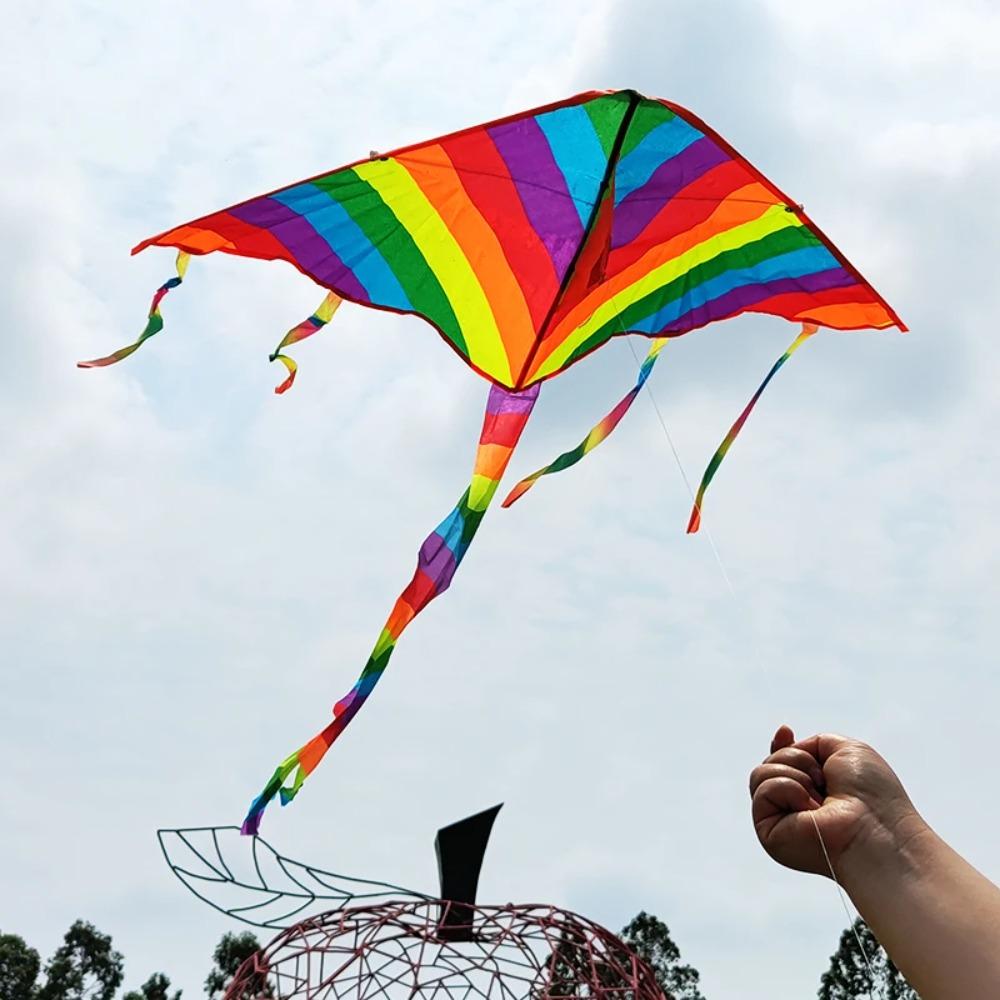 Rainbow Kite for Kids - Easy Flying with Long Tail & Line, Fashion Design Outdoor Fun Sports Flying Toy for Children