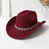 Fashion Breathable Jazz Knight Hat Heart-Shaped Diamond Solid Color Cowboy Hat Wide Brim Sun Hat For Men Women