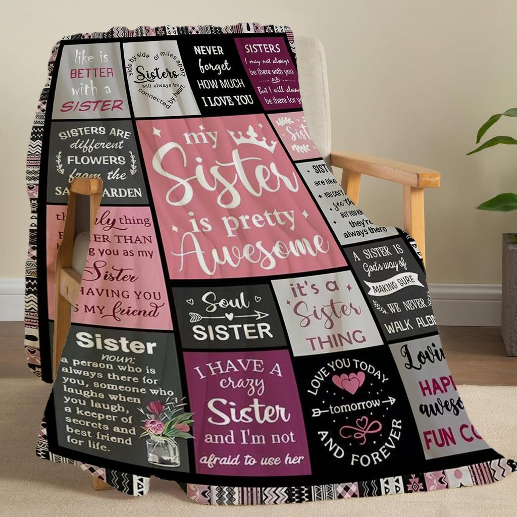Creative Throw Blanket Flannel Print Blanket Super Soft Cozy Sofa Nap Blanket Home Blanket Perfect Home Gift For Sisters
