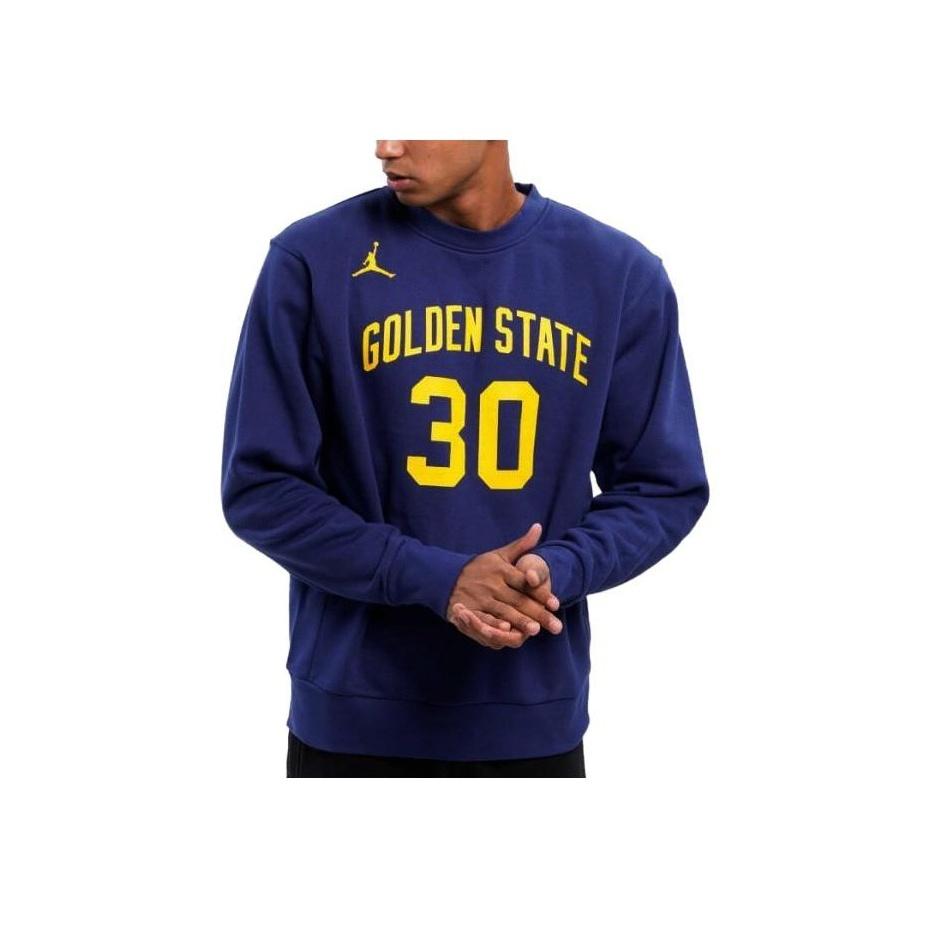Jordan NBA Golden State Warriors Stephen Curry Fleece Loose Fit Sweatshirt Blue/Yellow Men Streetwear DN9821-421