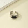 Korean Dongdaemun Geometric Square Ring - Retro Cold Style, Unisex Open Design