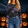 Women's Fashion Casual Long Sleeve Halloween Print Crewneck Top