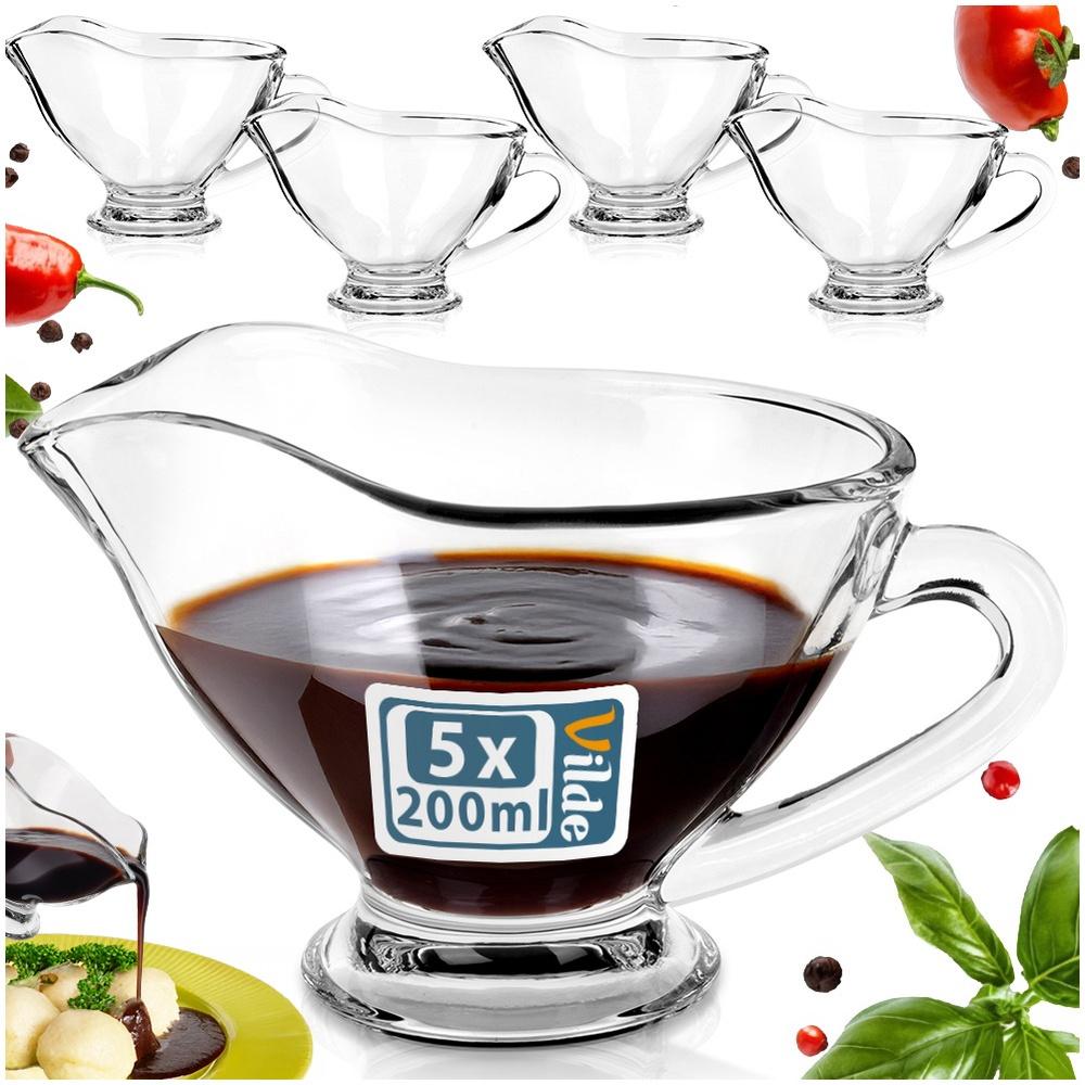 Salsiera in Vetro 200 Ml 5 Pezzi.