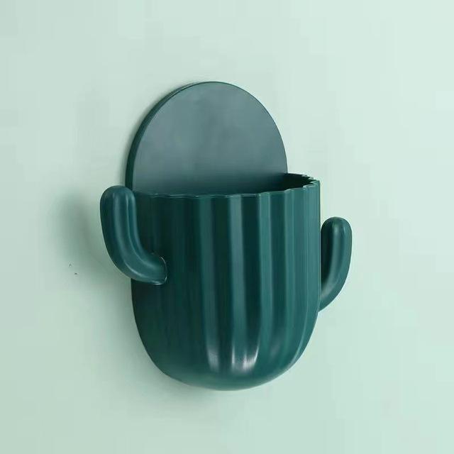 Toothbrush Holder Household Wall Self-adhesive Seamless Cactus Storage Rack Shaver Organizer Drain Shelf Bathroom Accessories