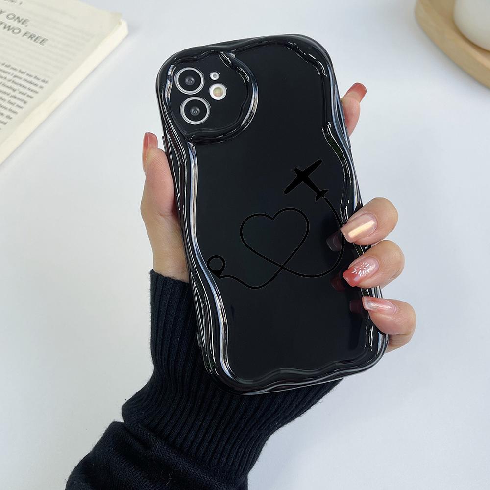 N68 Airplane flight trajectory art Soft Wavy Phone Cases for iPhone 14 Pro Max 13 mini 15 Plus XR 7 8 6 XS Max 12 11 Protective Bumper Cover