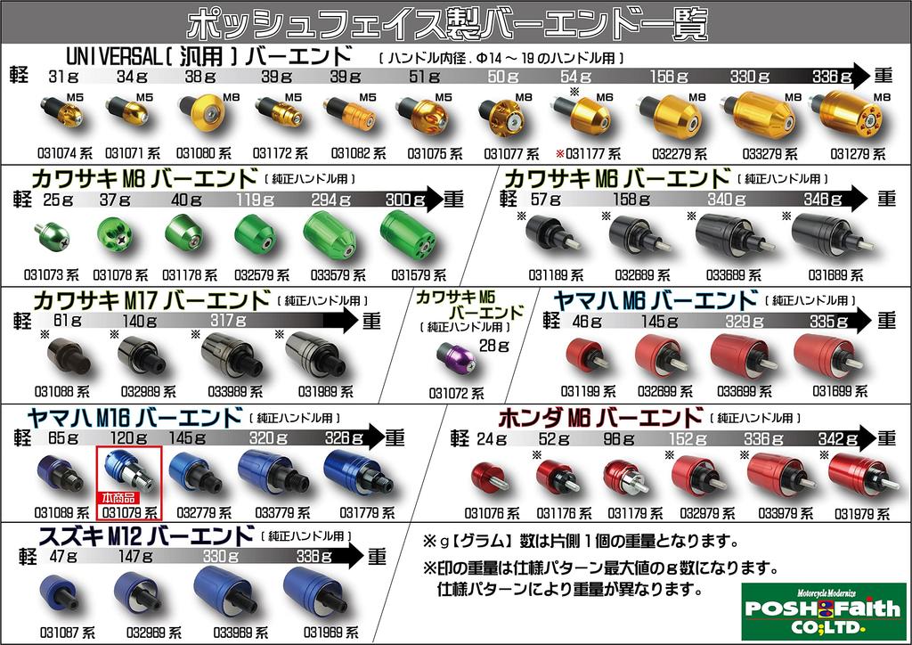 POSH FAITH Motorcycle Supplies Handle Bar End Big Bar End M16 for Yamaha Vehicles Yamaha M16 Type Gold Bar End Cap (Weight Type) MT-09 MT-07 Etc.