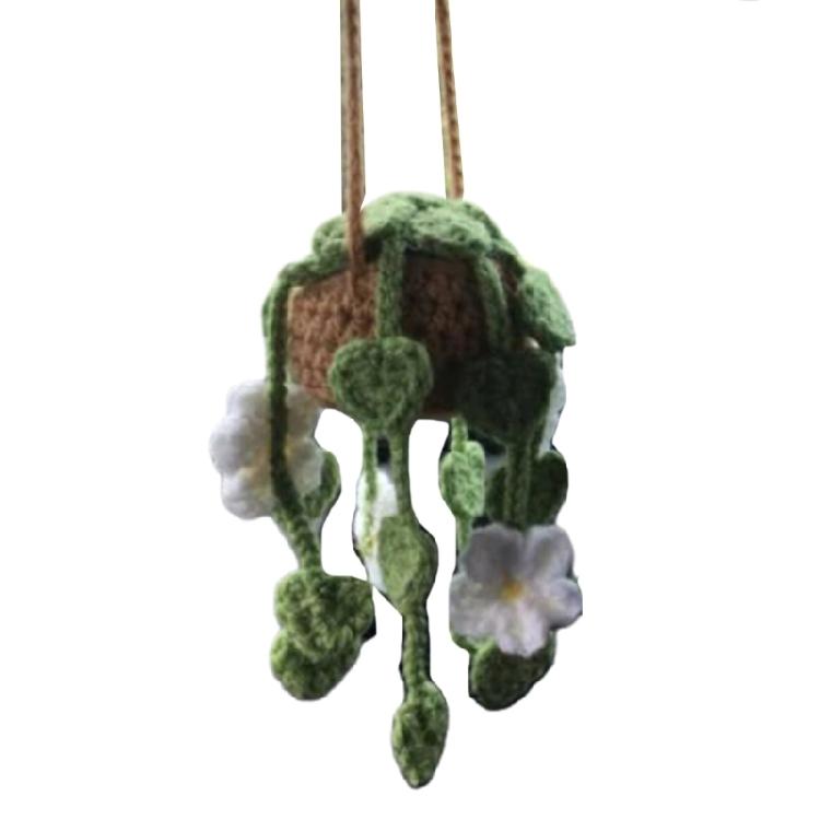 Handmade Crochet Car Styling Plant Succulent Car Plant Ornamentos Decoration