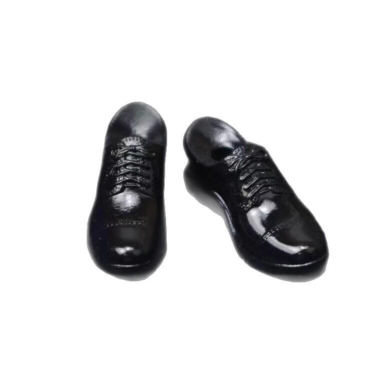 1:6 Scale Men's Round Toe Leather Shoes - Casual/Business Style, Bright Solid Color, Large Head, Model Accessories