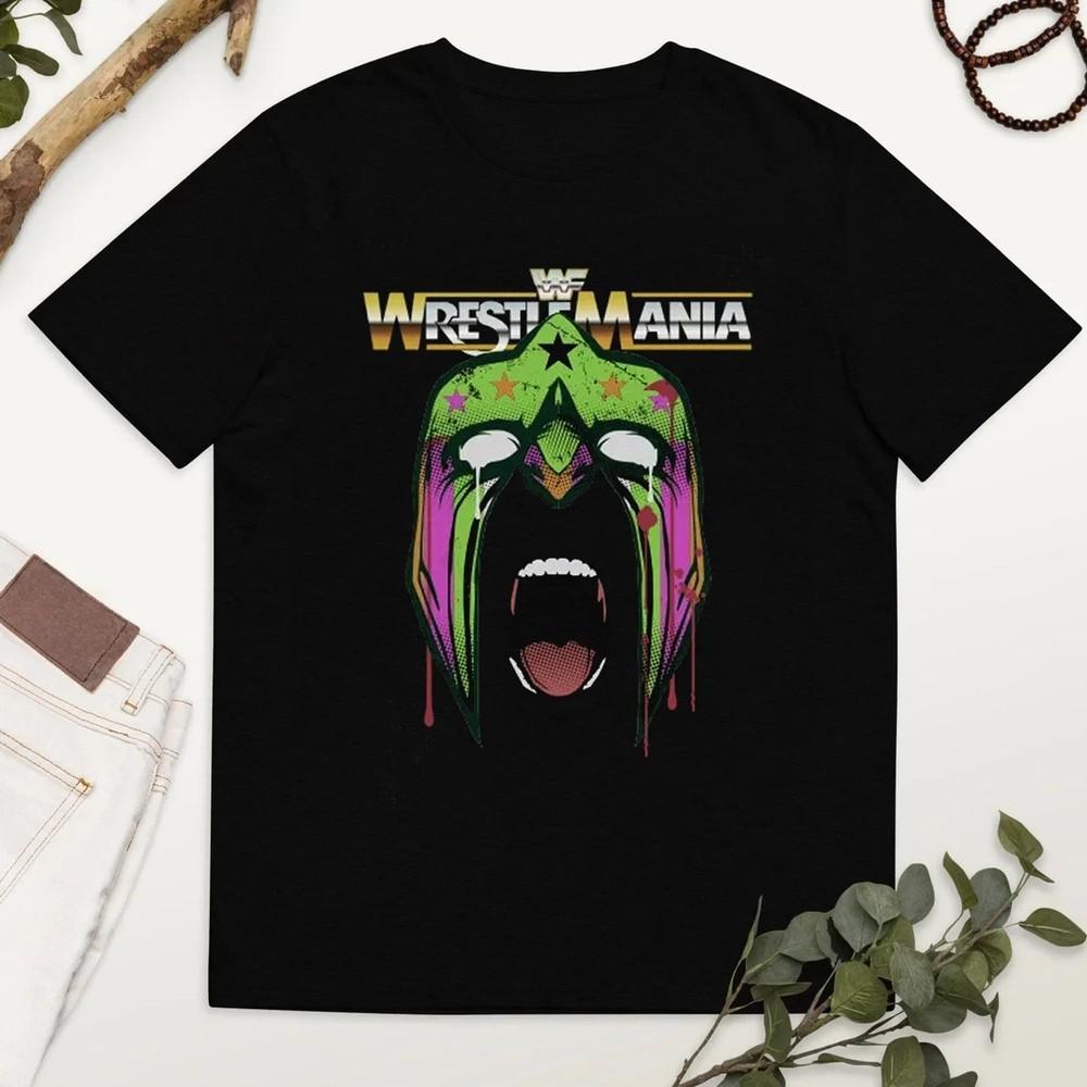 Wrestlemania Ultimate Warrior Black Cotton T Shirt Tops Tees Men's Women's Full Size S-4XL