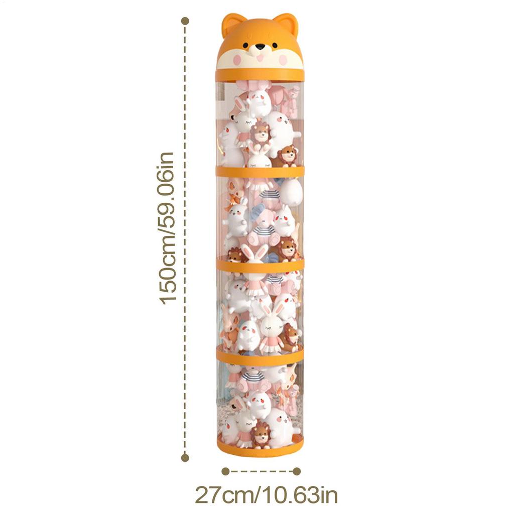 Plush Storage Organizer Toy Tube Stuffed Animal Storage Large Capacity Clear Container with Wheels Stuffy Holder Cute Room Decor
