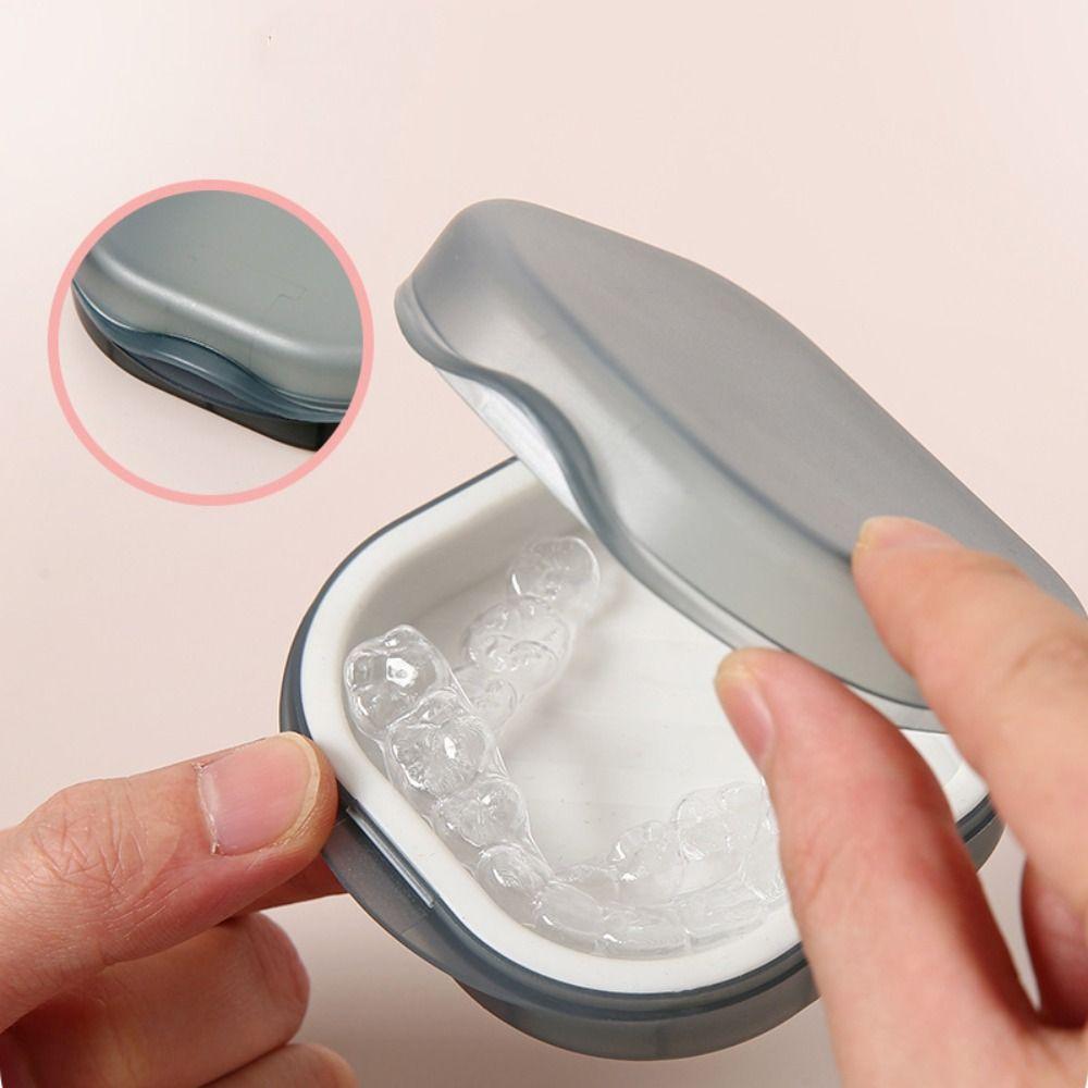 Portable Denture Storage Box With Mirror Mouthguard Case New Braces Box