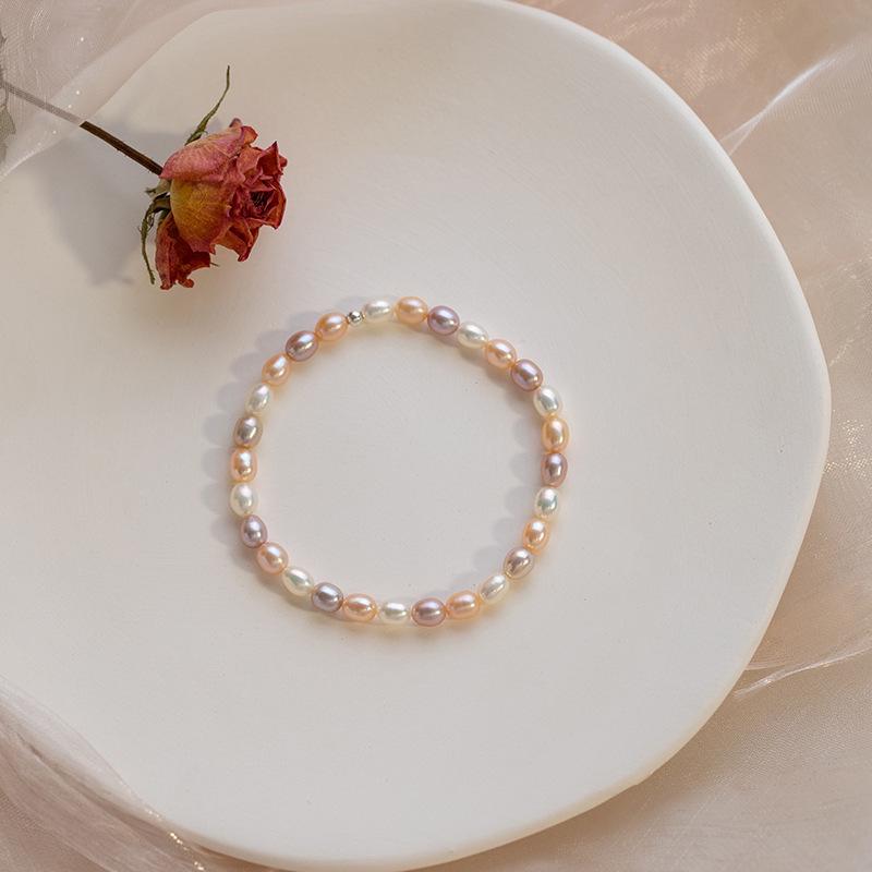 Korean Style Natural Freshwater Pearl Bracelet - Elegant, Colorfast Gift for Girlfriend