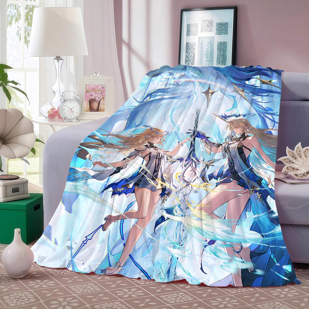 Game W-Wuthering Waves Throw Lightweight 240g Flannel Blanket Soft Skin-friendly for Summer Cooling