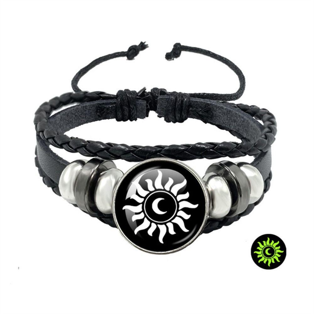 Luminous Leather Bracelet Three-layer Knitted Hand Chain Unique Couple Bracelet  Gift