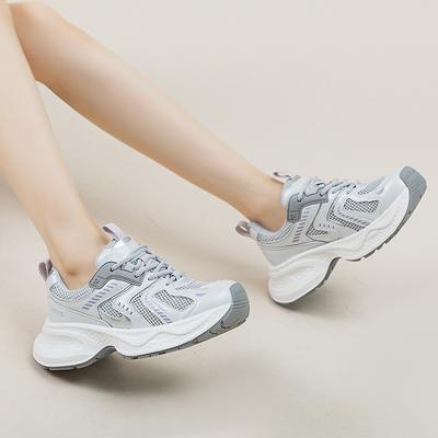 Dad Shoes Summer New Leather Ins Trendy Thick-soled Mesh Breathable Casual Sports Shoes