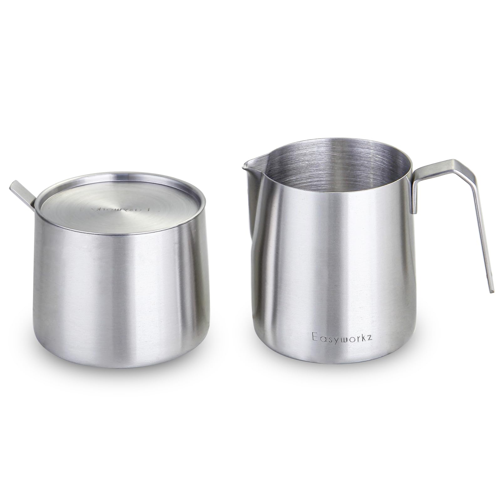 

Easyworkz Stainless Steel Creamer and Sugar Bowl Set with Spoon, Stackable [Brushed Silver]