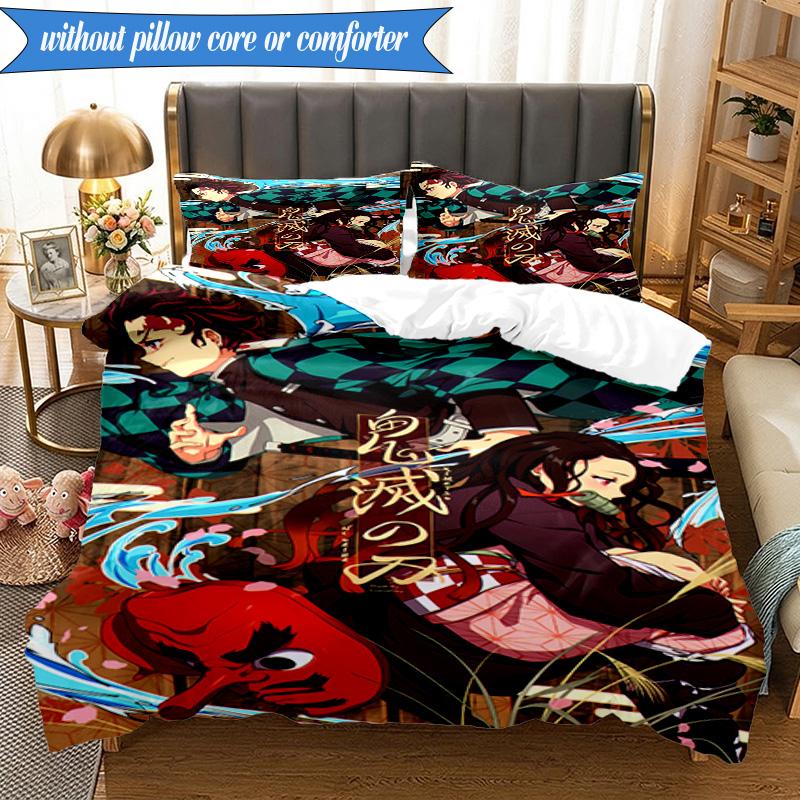 Anime Samurai Warrior's Journey 3pcs K-pop music group Bedding set,Ideal for Bedroom, Dormitory,Including Duvet Cover And 2pcs Pillowcases,Fan gifts