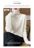 Women's High Neck Wool Sweater - Slim Fit, 100% Wool, Striped, Autumn/Winter Knit Pullover