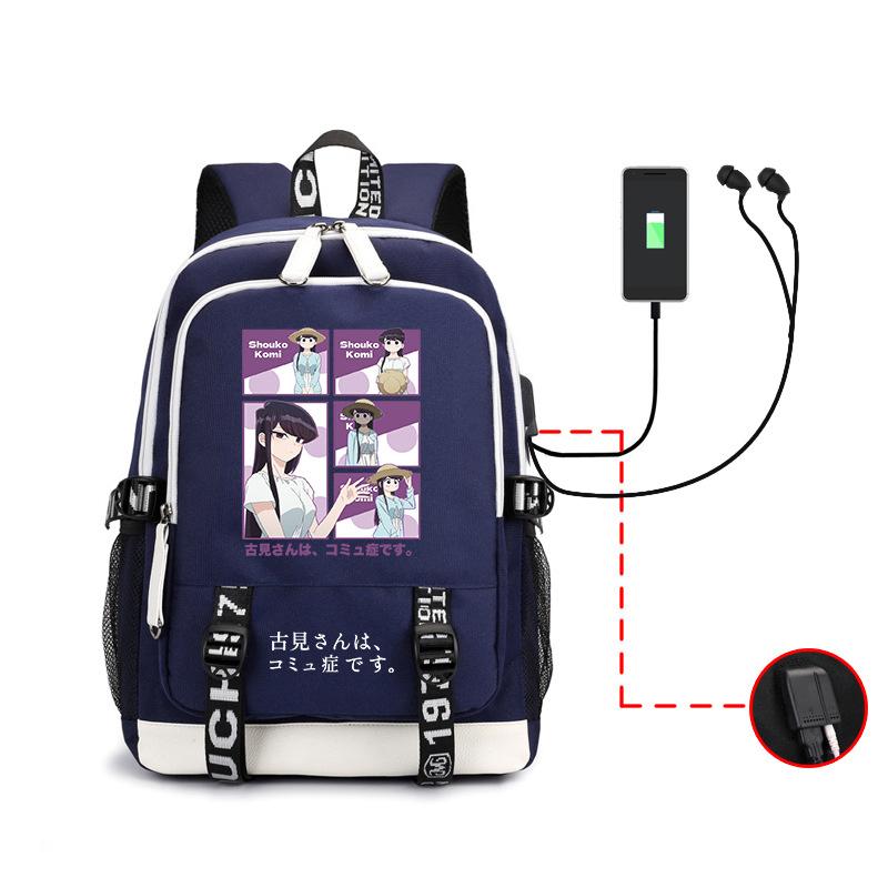 Anime, Kumi Classmate Has Communication Disorder, Cartoon Print Backpack Usb Large-Capacity Student Schoolbag