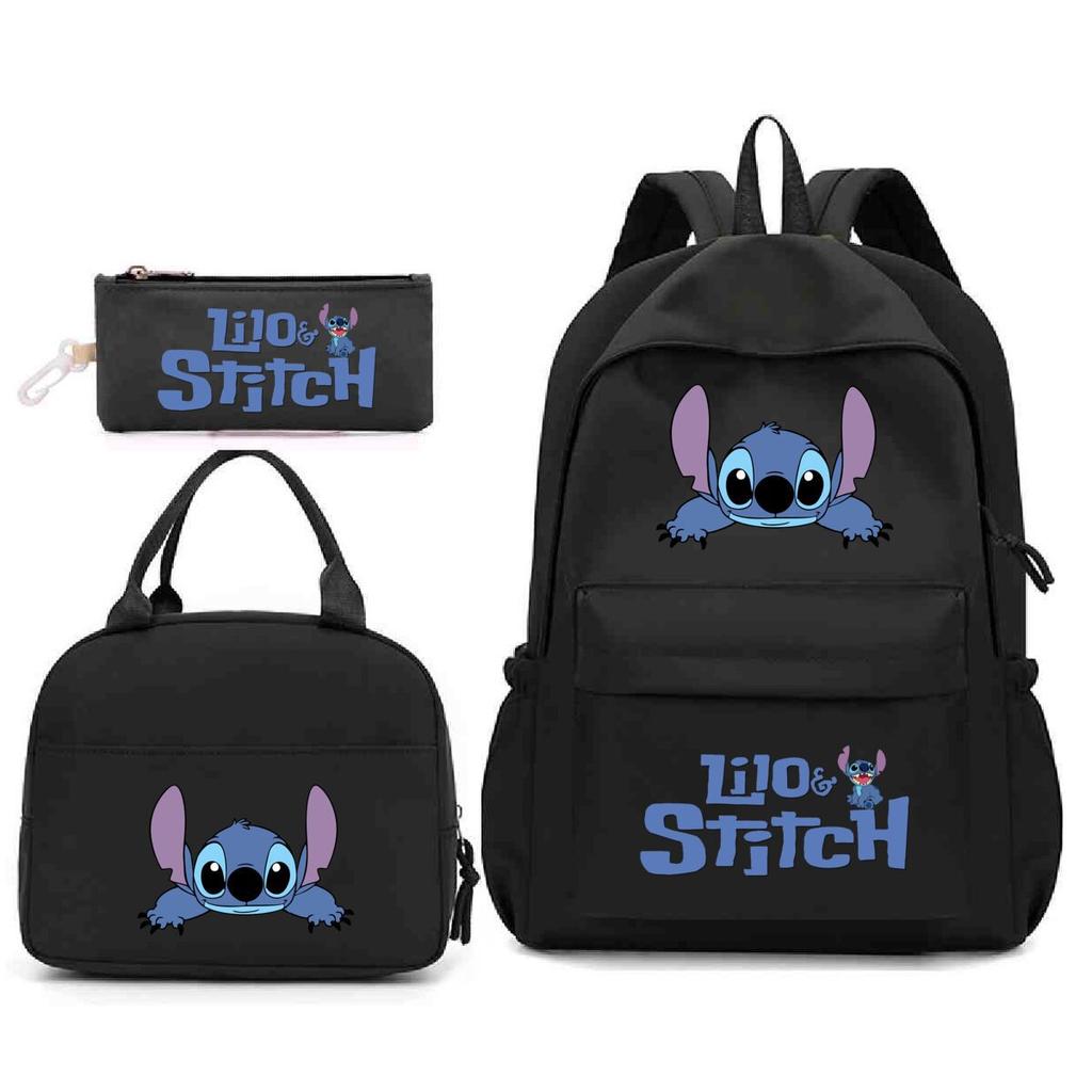 Large Capacity Schoolbag with Shoulder Strap; Student Three-piece Pencil Case Set