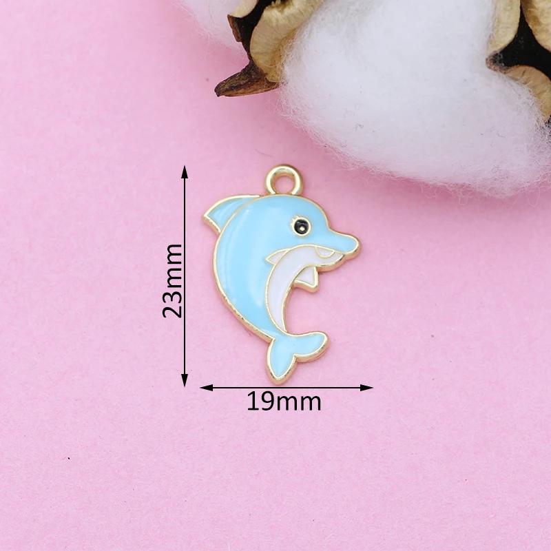 10Pcs Silver Plated Blue Enamel Dolphin Charms Pendant For Jewelry Making Earrings Bracelet Necklace Accessories Diy 23X19Mm