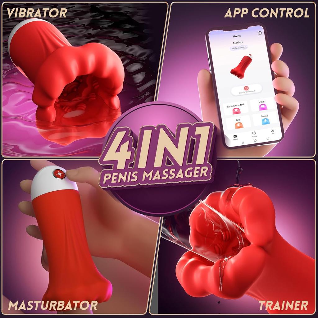 Deep Blowjob Pocket Pussy Pump 4 IN1 Penis Vibrator 9 Modes Training Stroker Toy for Men Women