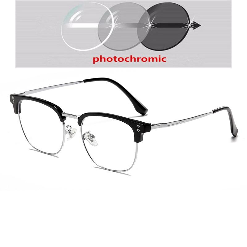 Anti Blue Rays/Photochromic Square Myopia Glasses Outdoor Shade Anti-Uv Short-Sight Prescription Eyewear 0 -0.5 -0.75 To -6.0