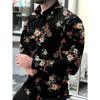 Mode Alleskönner Blumenmuster Herren Langarmhemd Lässig Party Straße Hawaiianisches Polokragenhemd Polyester