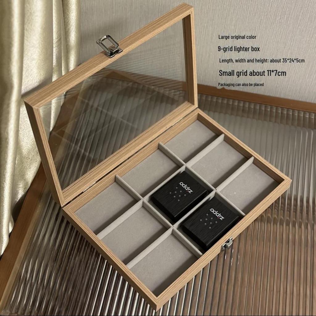 Windproof Lighter Display & Storage Box, Transparent Dustproof Cover, Large Capacity