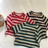 Modische T-Shirts mit breiten Streifen für Kinder Baby Baumwolle Lässige Basic-Oberteile Kinder Sommerkleidung Koreanischer Stil Kurzärmelige T-Shirts für Jungen Mädchen