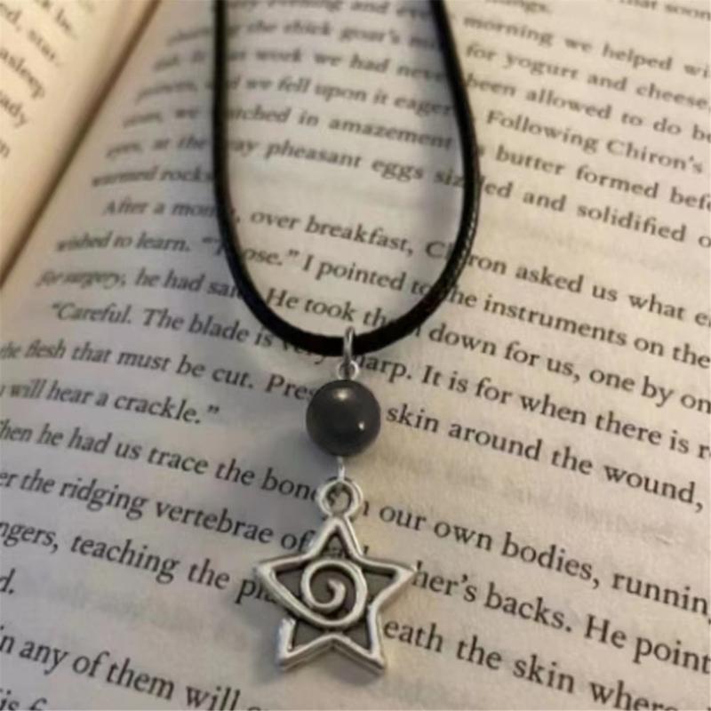 Stylish Black Cord Necklace Five-Pointed Star Pendant Neckchains Adjustable Collarbone Chain Ornament for Daily Wear